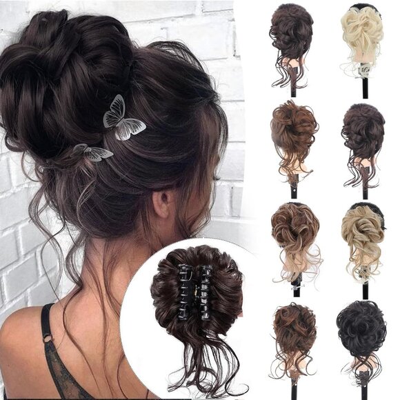 Other - Messy Bun Hair Clip Synthetic Dark Brown 10 Inch Curly Wavy Updo Extension